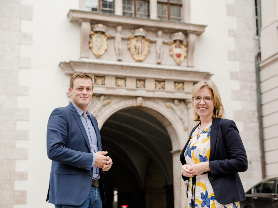 Klimalandesrat Stefan Kaineder mit Klimaschutzministerin Leonore Gewessler (Oktober 2020)