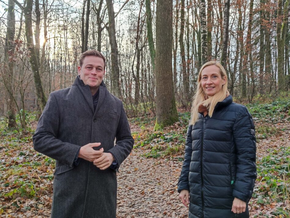 Landesrat Stefan Kaineder mit Stadträtin NR-Abg. Agnes Sirkka Prammer beim Antrittsbesuch in Leonding