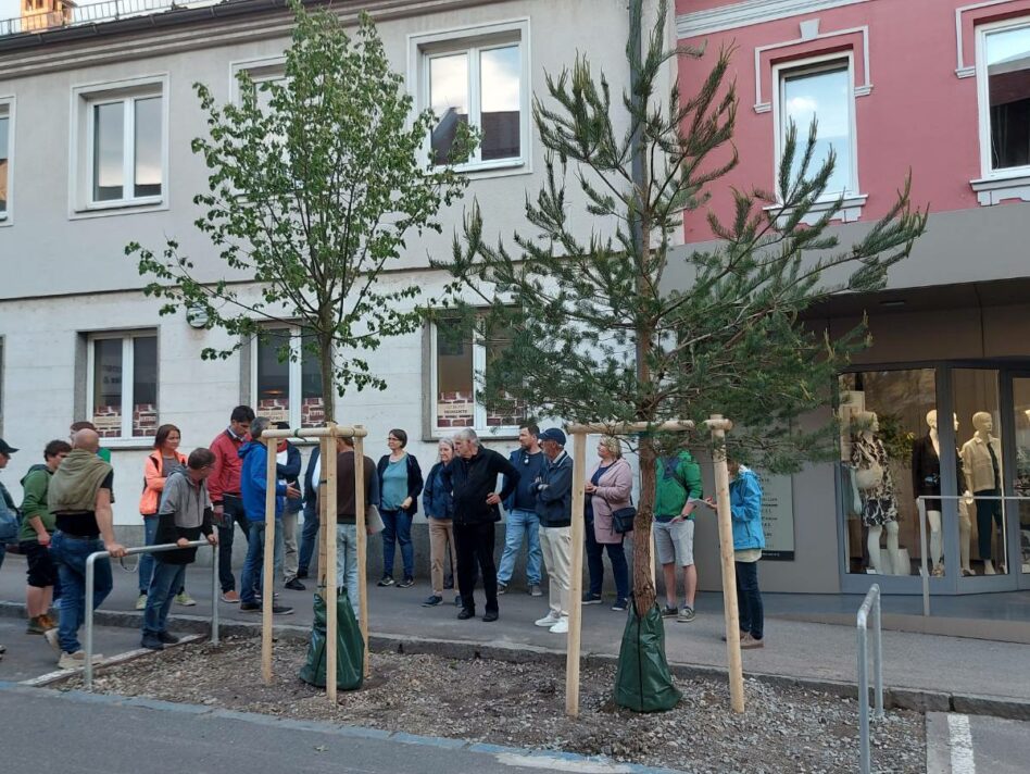 Bei einer gemeinsamen Führung konnten sich die Teilnehmer:innen ansehen, welche Maßnahmen zur Hitzevermeidung die Gemeinde Gallneukirchen bisher getroffen hat.