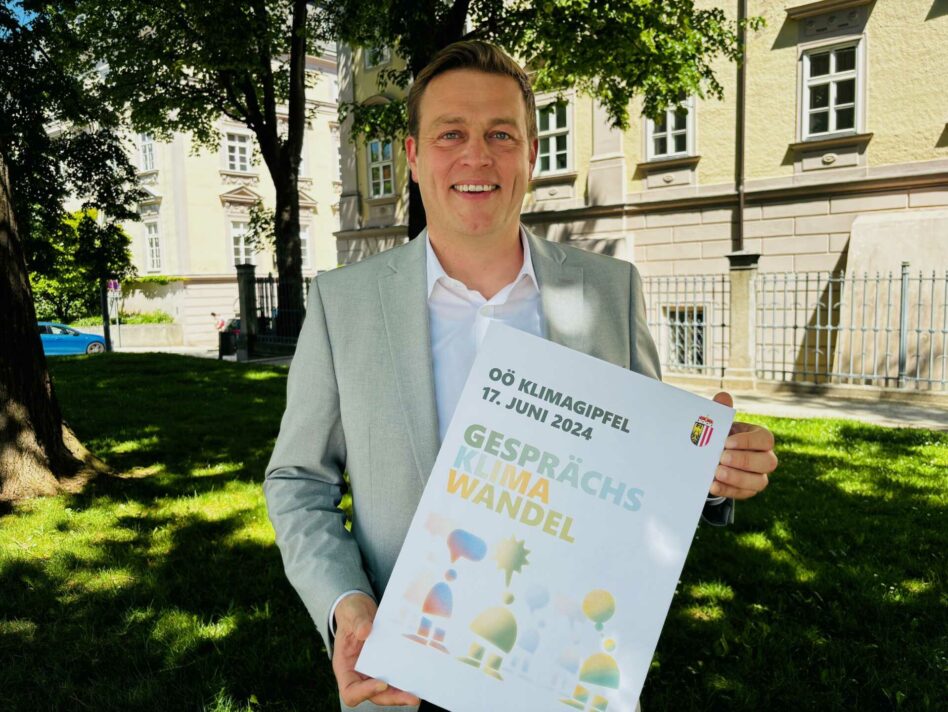 Umwelt- und Klima-Landesrat Stefan Kaineder lädt zum diesjährigen Klimagipfel am 17. Juni, ab 17:00 Uhr ins Linzer Schlossmuseum.