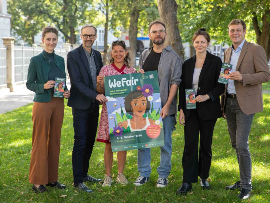 Anna Leitner, Norbert Rainer, Lisa Aigelsperger, Wolfgang Pfoser-Almer, Janna Binder und Landesrat Stefan Kaineder.