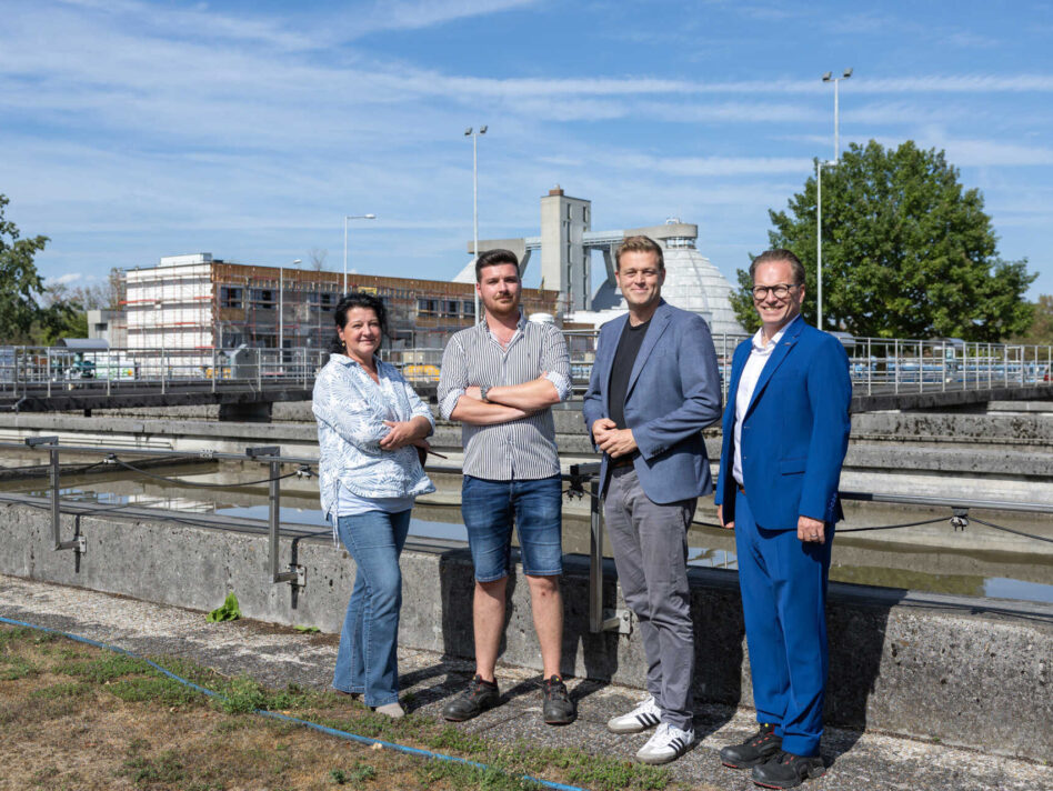 v.l.: AWV-Geschäftsführerin Bettina Casagrande, stellv. Betriebsleiter Luka Kustura, LR Stefan Kaineder und AWV-Obmann Wolfgang Nöstlinger